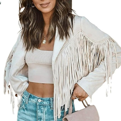 Tassly - Suède jasje voor dames met kwastjes