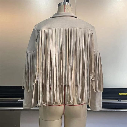 Tassly - Suède jasje voor dames met kwastjes