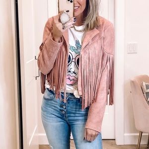 Tassly - Suède jasje voor dames met kwastjes