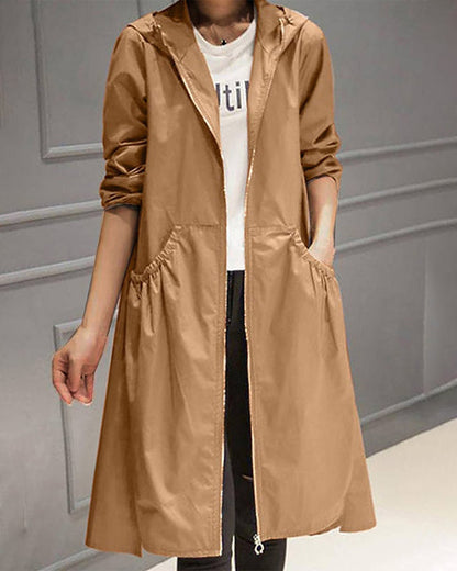 Effen trenchcoat, lang