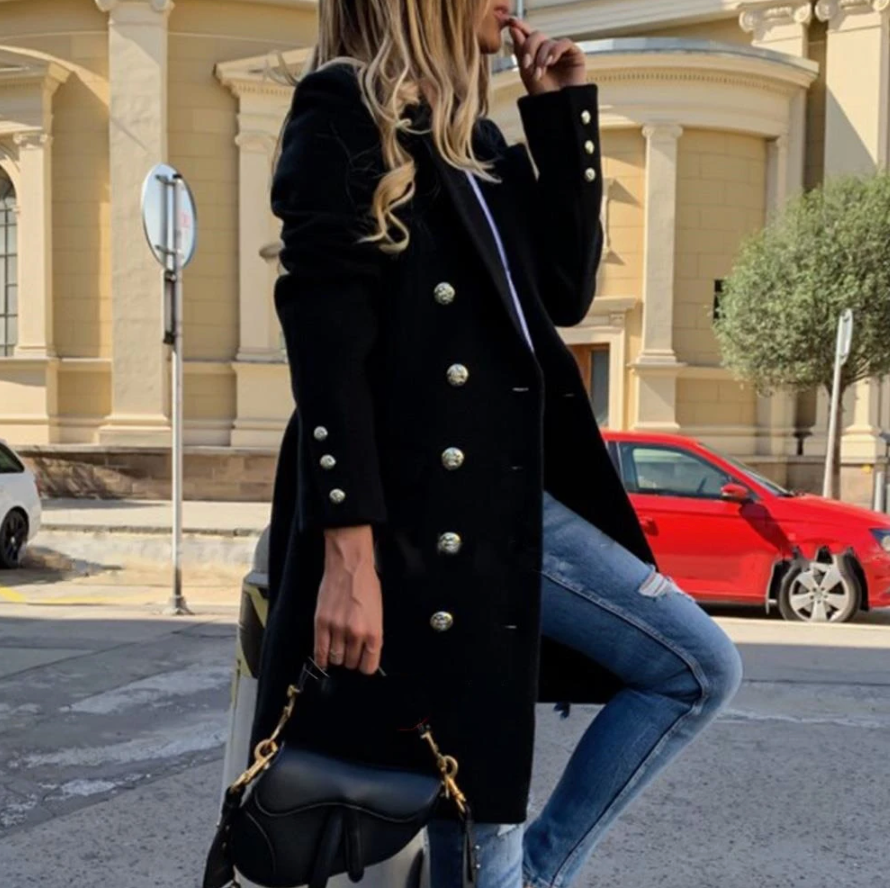 Elora wollen jas met lange mouwen