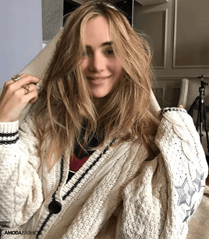 Geborduurd vest met V-hals en ster