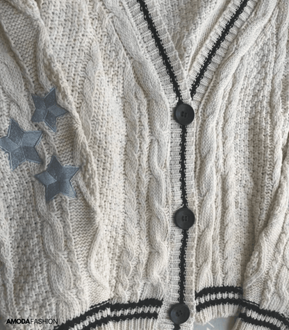 Geborduurd vest met V-hals en ster